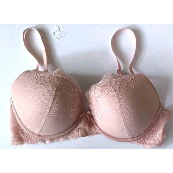 Ambrielle Push Up Bra Size 36DD Blush Pink Floral Lace Plunge Convertible 93677 - Picture 2 of 7